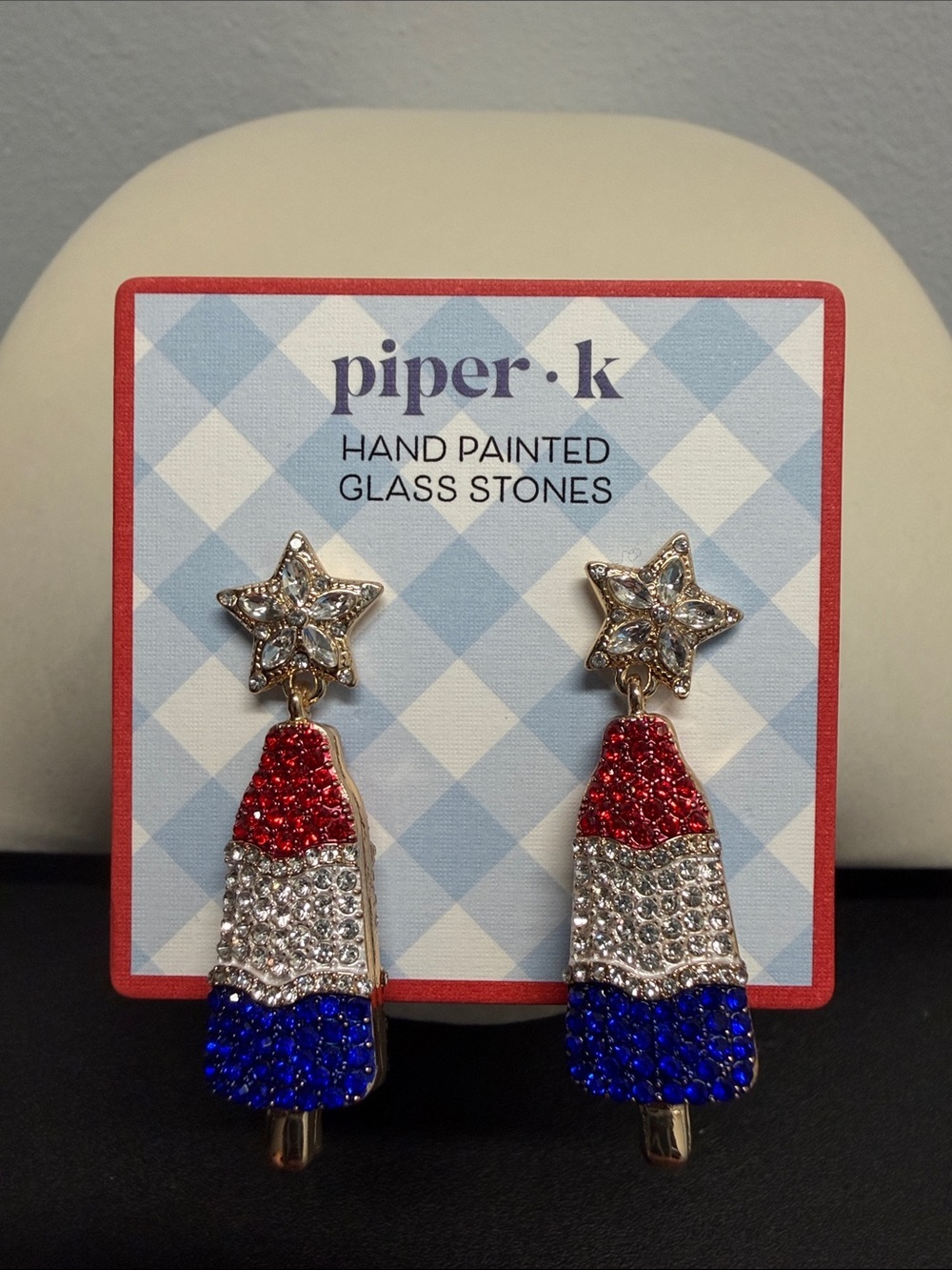 Piper K | 4th of July Americas Birthday Popsicle Star Rhinestone Earrings 🇺🇸